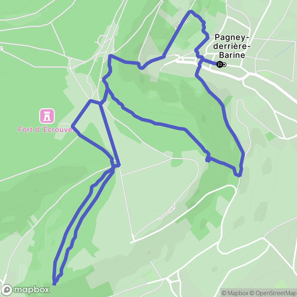 Pagney-derrière-Barine : carte du parcours de randonnée - France