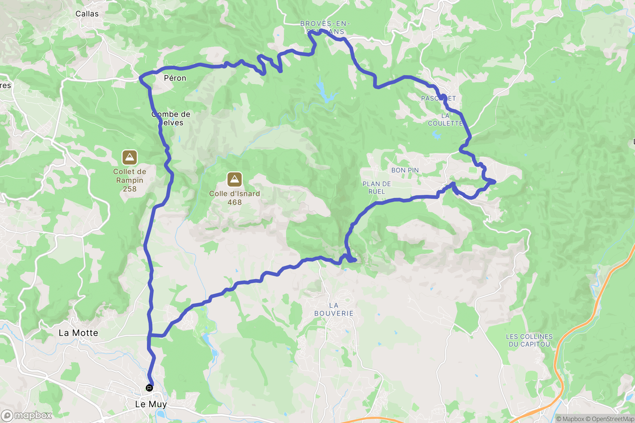 Le Muy : carte du parcours de randonnée - France