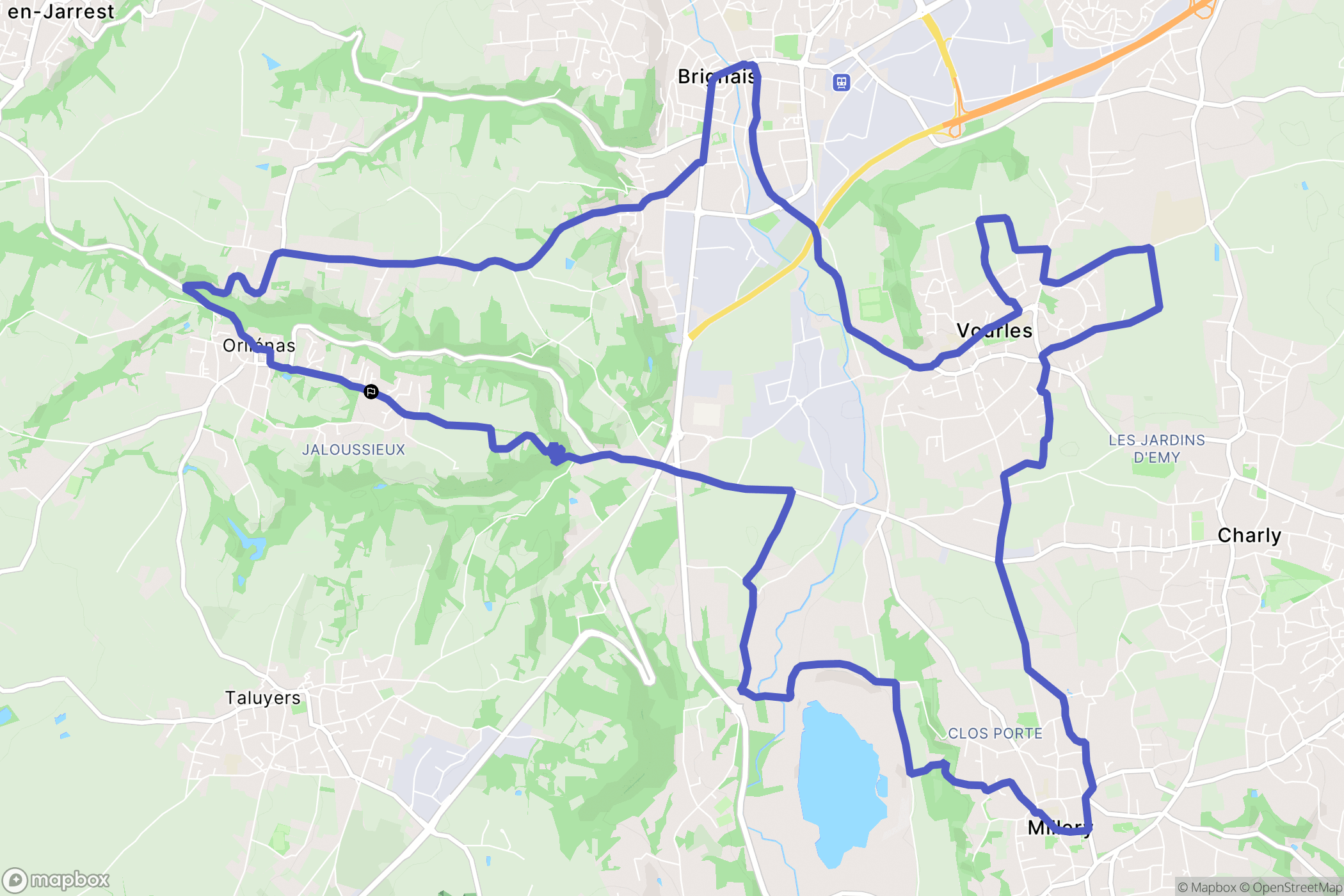 Orliénas : carte du parcours de randonnée - France