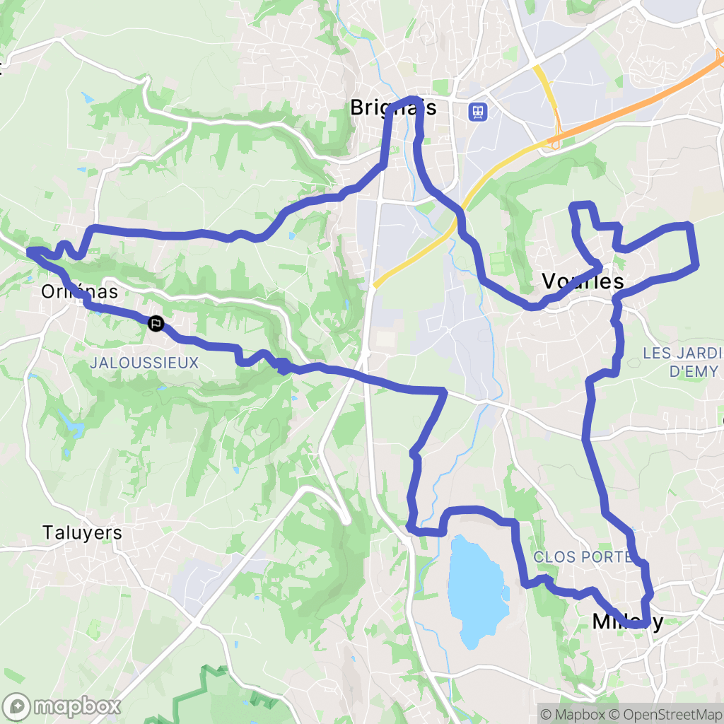 Orliénas : carte du parcours de randonnée - France