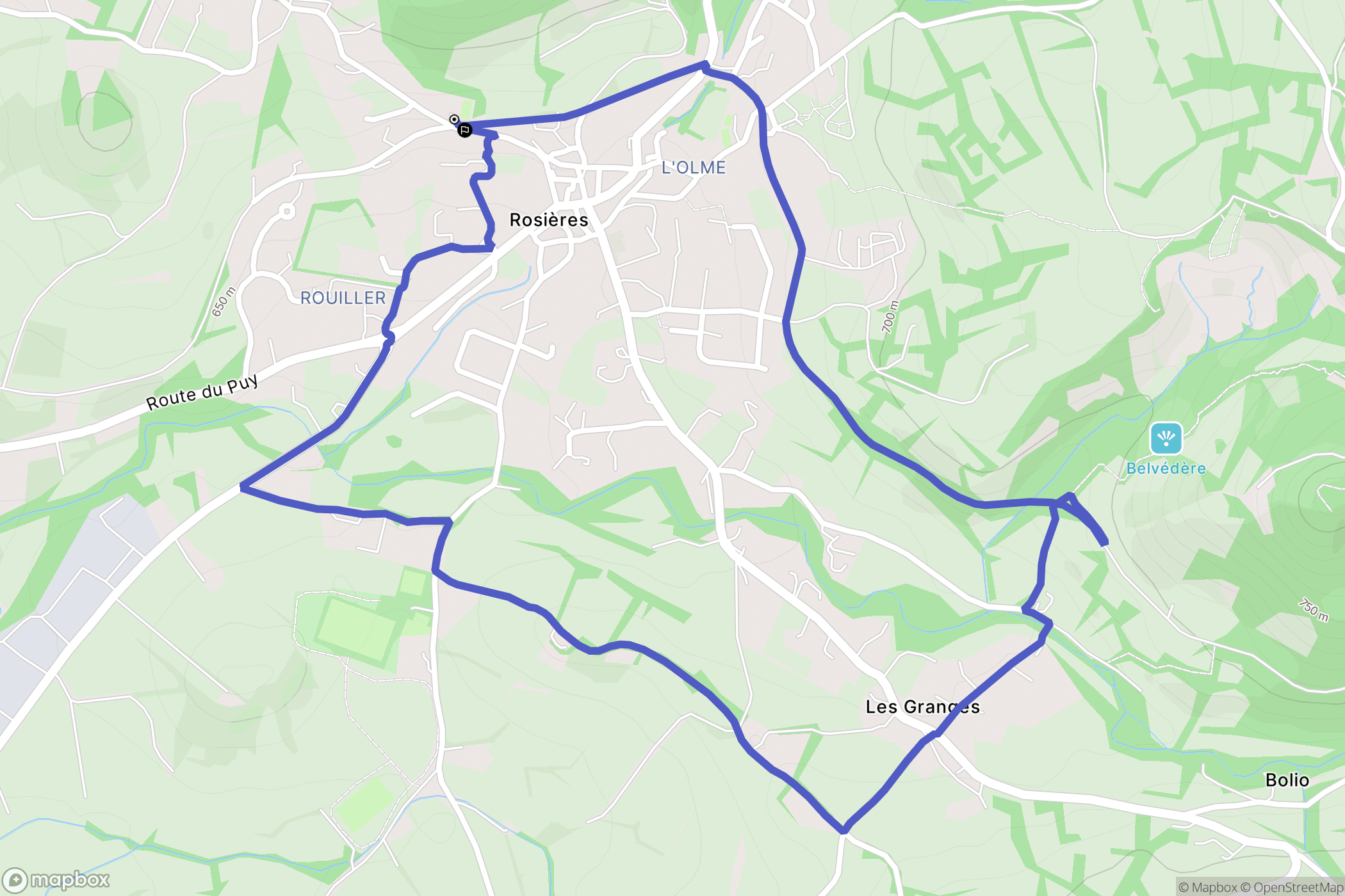 Rosières : carte du parcours de randonnée - France