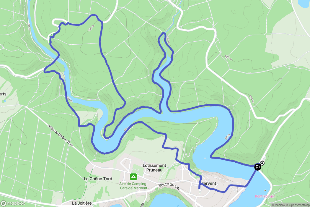 Mervent : carte du parcours de randonnée - France