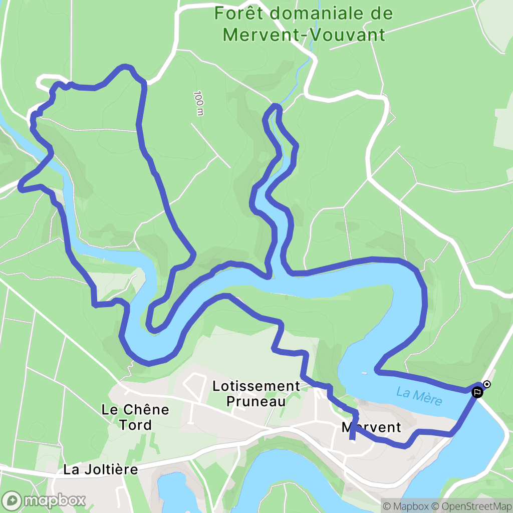 Mervent : carte du parcours de randonnée - France
