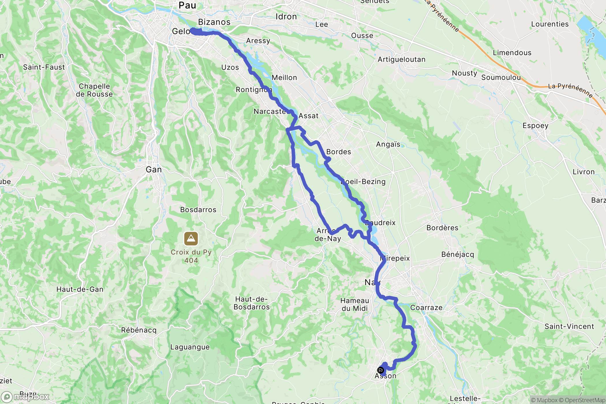 Asson : carte du parcours de randonnée - France