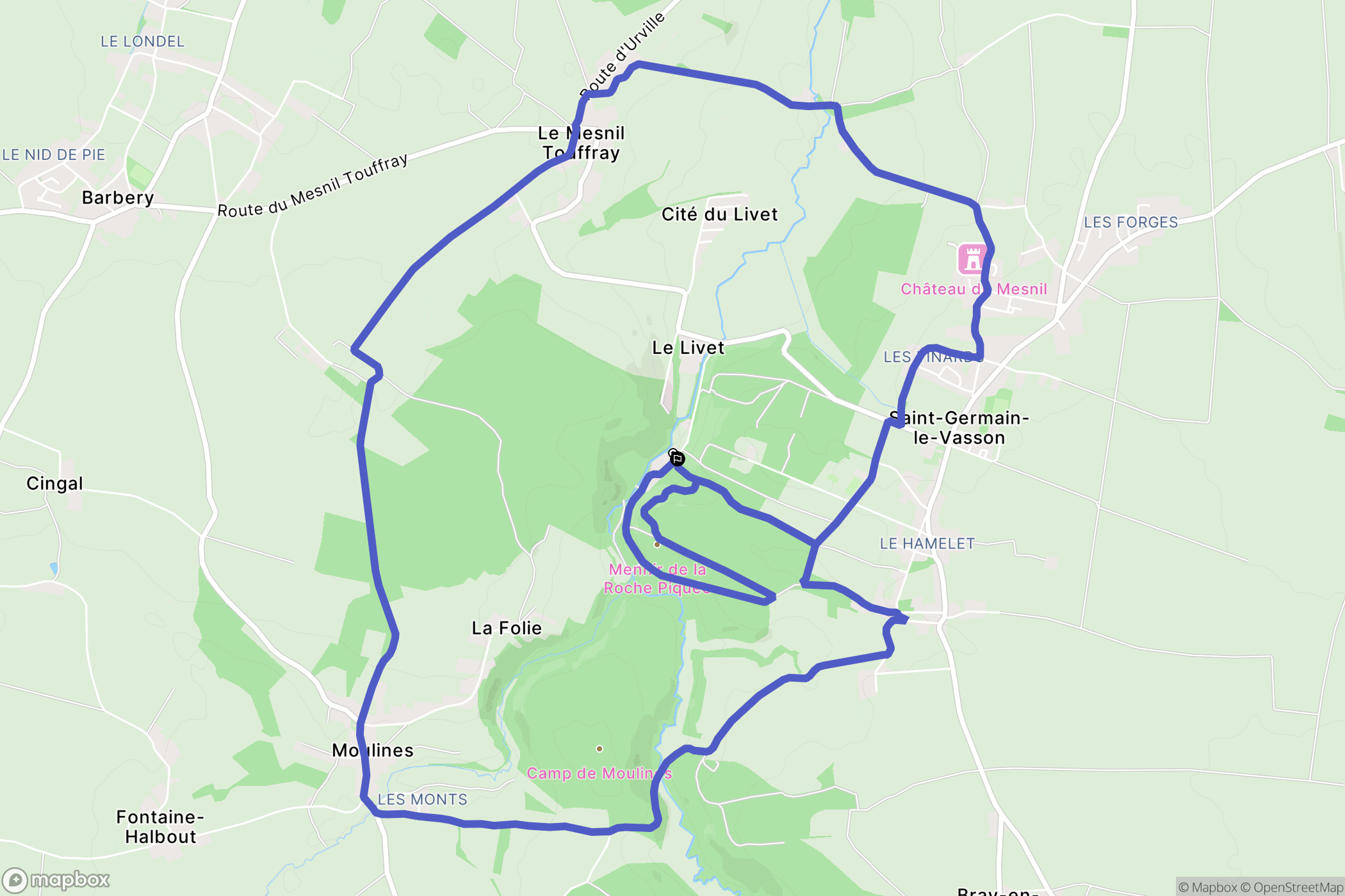 Saint-Germain-le-Vasson : carte du parcours de randonnée - France