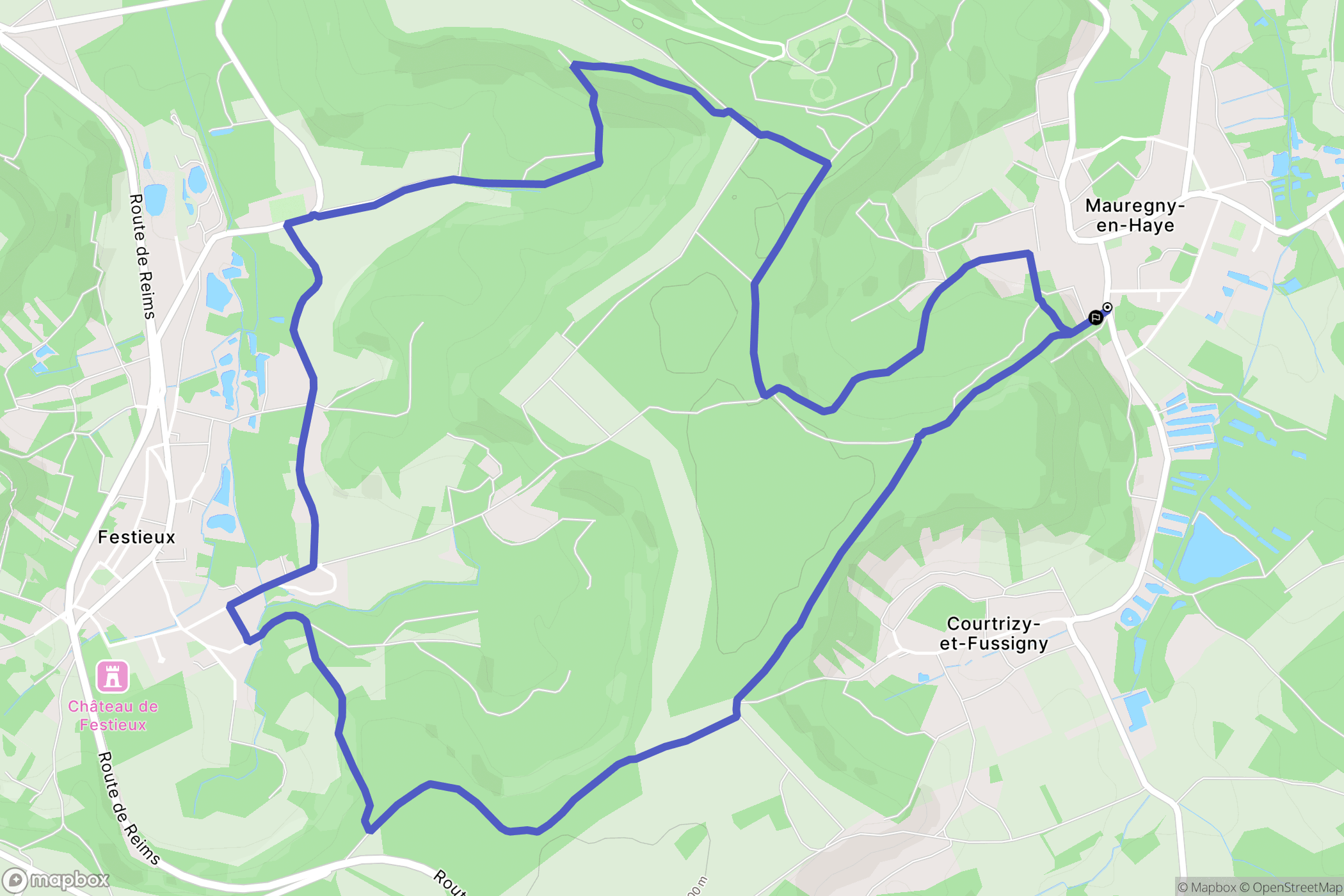 Mauregny-en-Haye : carte du parcours de randonnée - France
