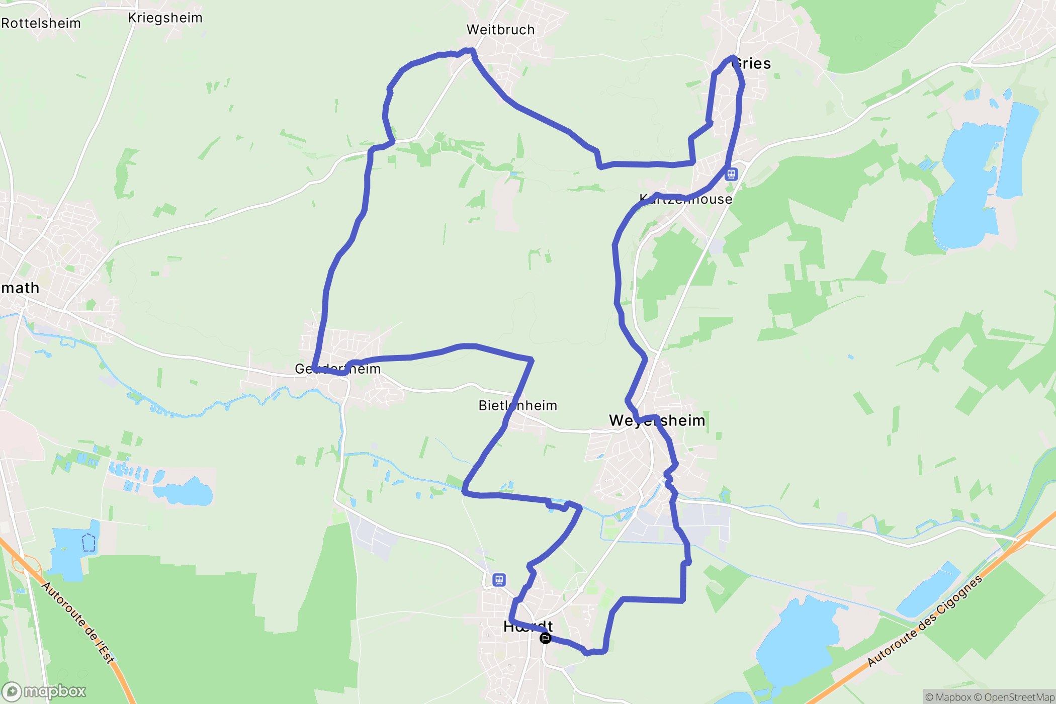 Hœrdt : carte du parcours de randonnée - France