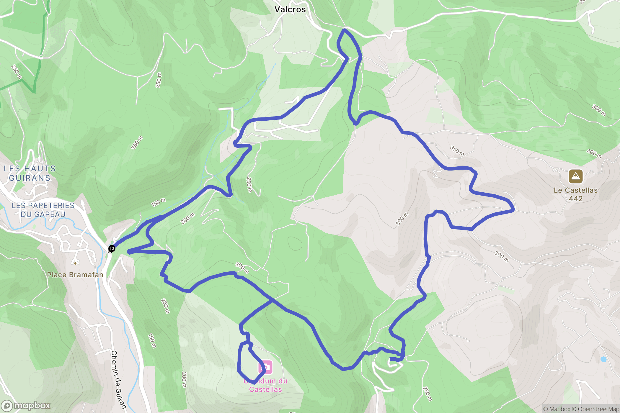 Solliès-Toucas : carte du parcours de randonnée - France