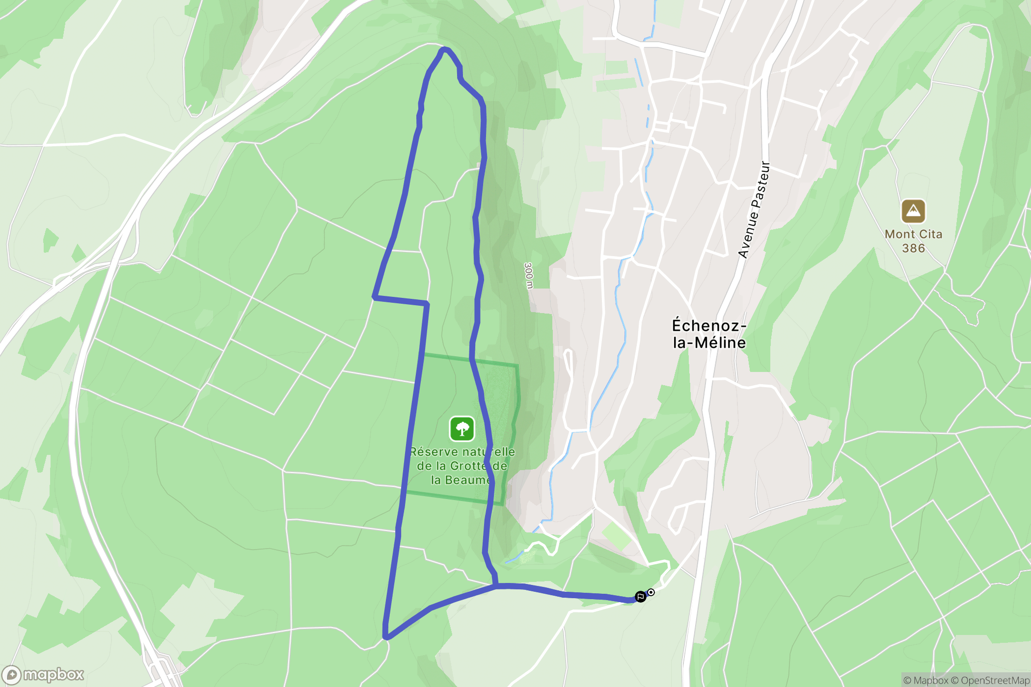 Échenoz-la-Méline : carte du parcours de randonnée - France