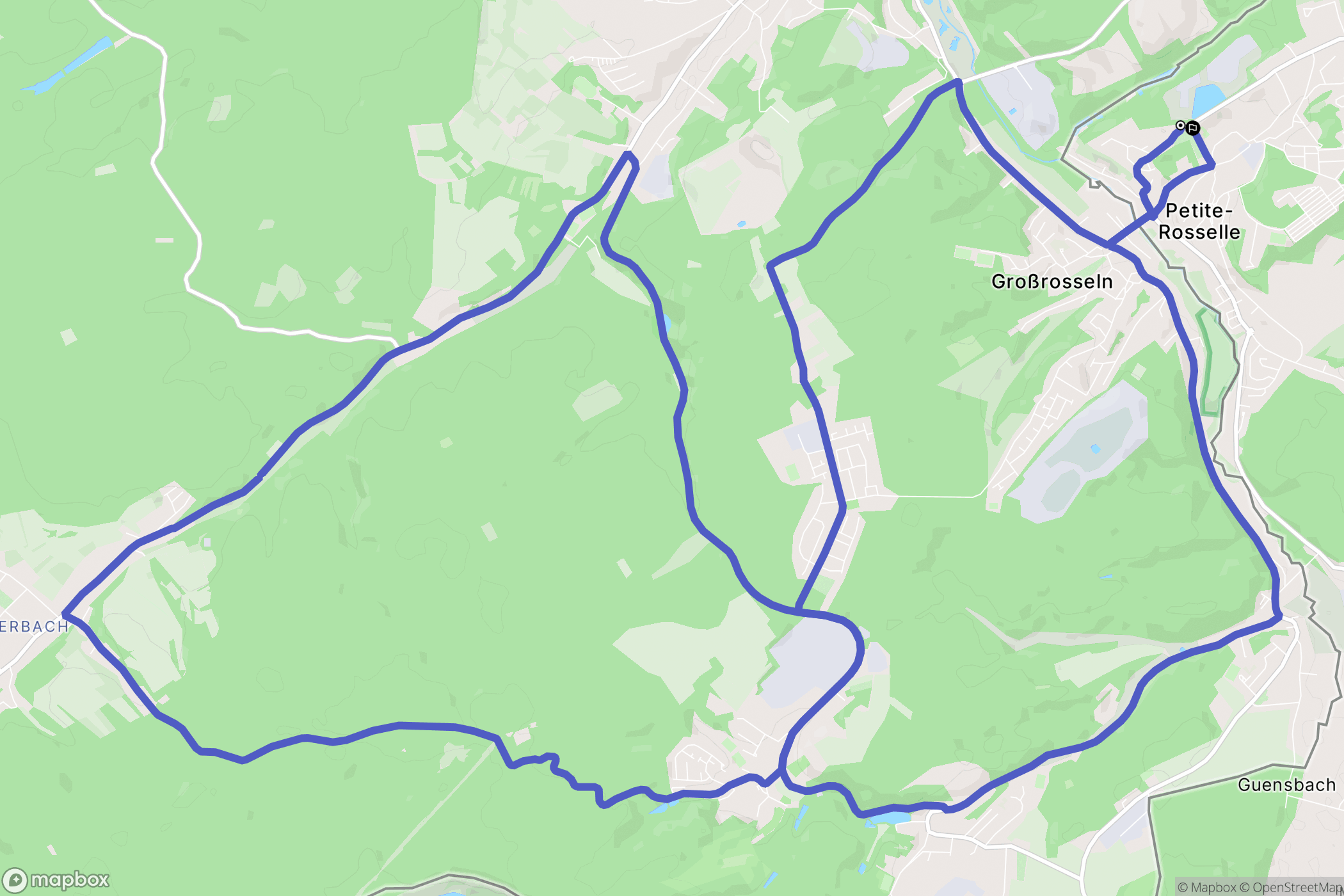 Petite-Rosselle : carte du parcours de randonnée - France