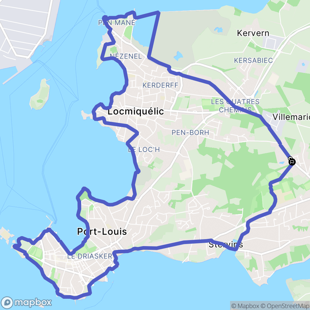 Riantec : carte du parcours de randonnée - France