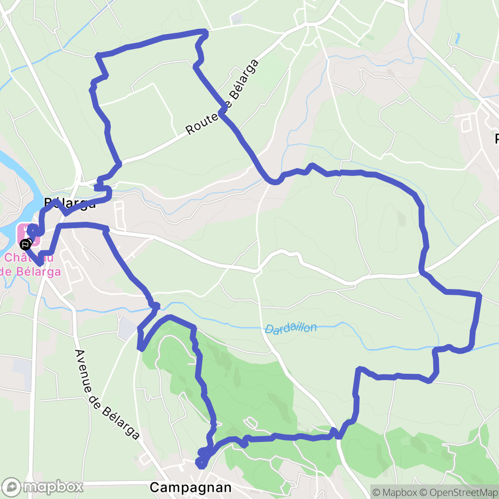 Bélarga : carte du parcours de randonnée - France