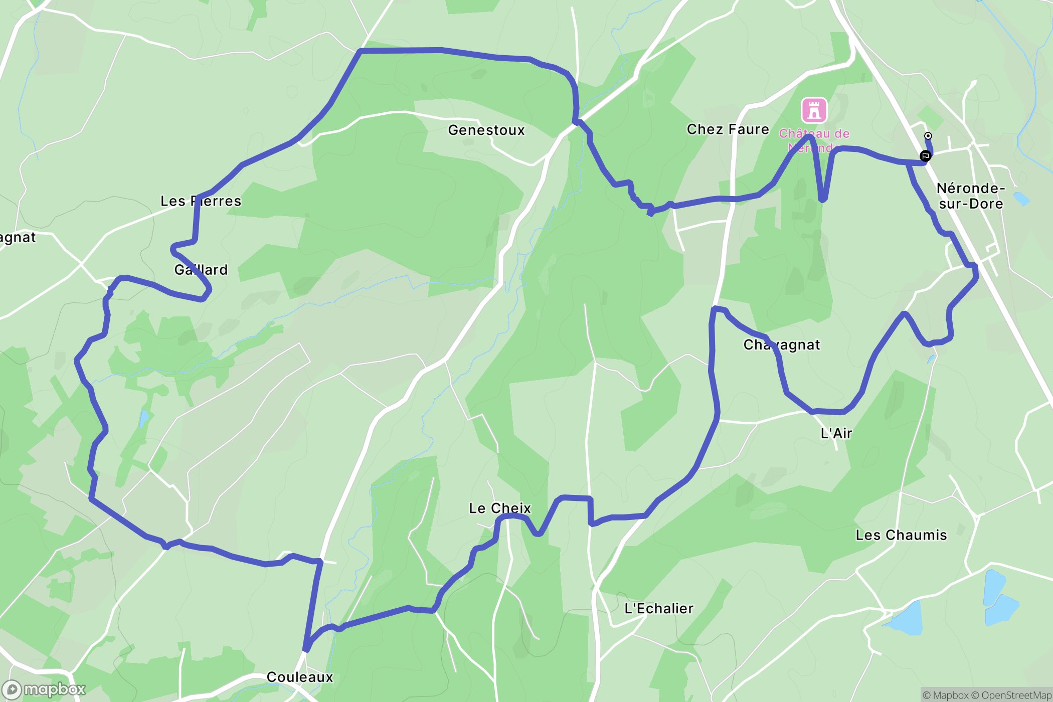 Néronde-sur-Dore : carte du parcours de randonnée - France