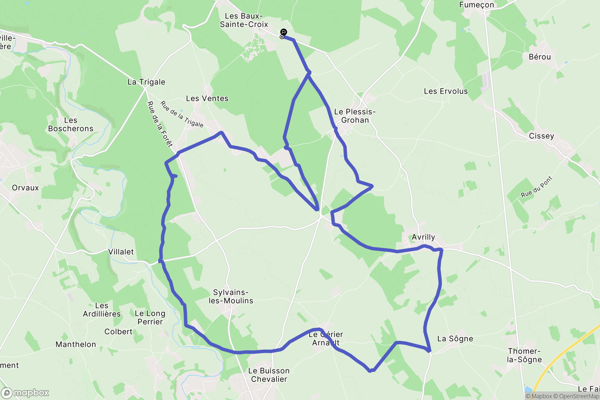 Les Baux-Sainte-Croix : carte du parcours de randonnée - France