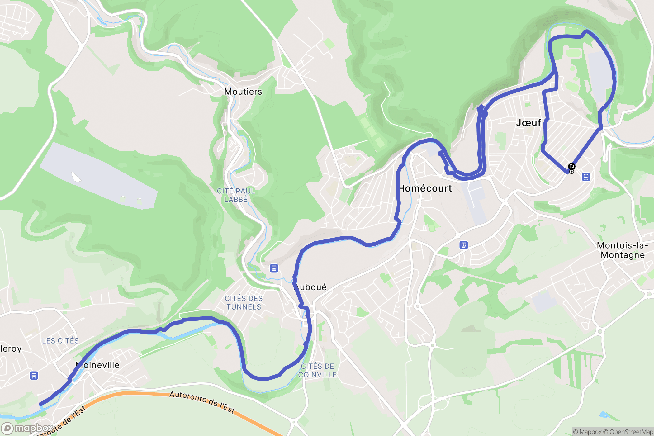 Jœuf : carte du parcours de randonnée - France