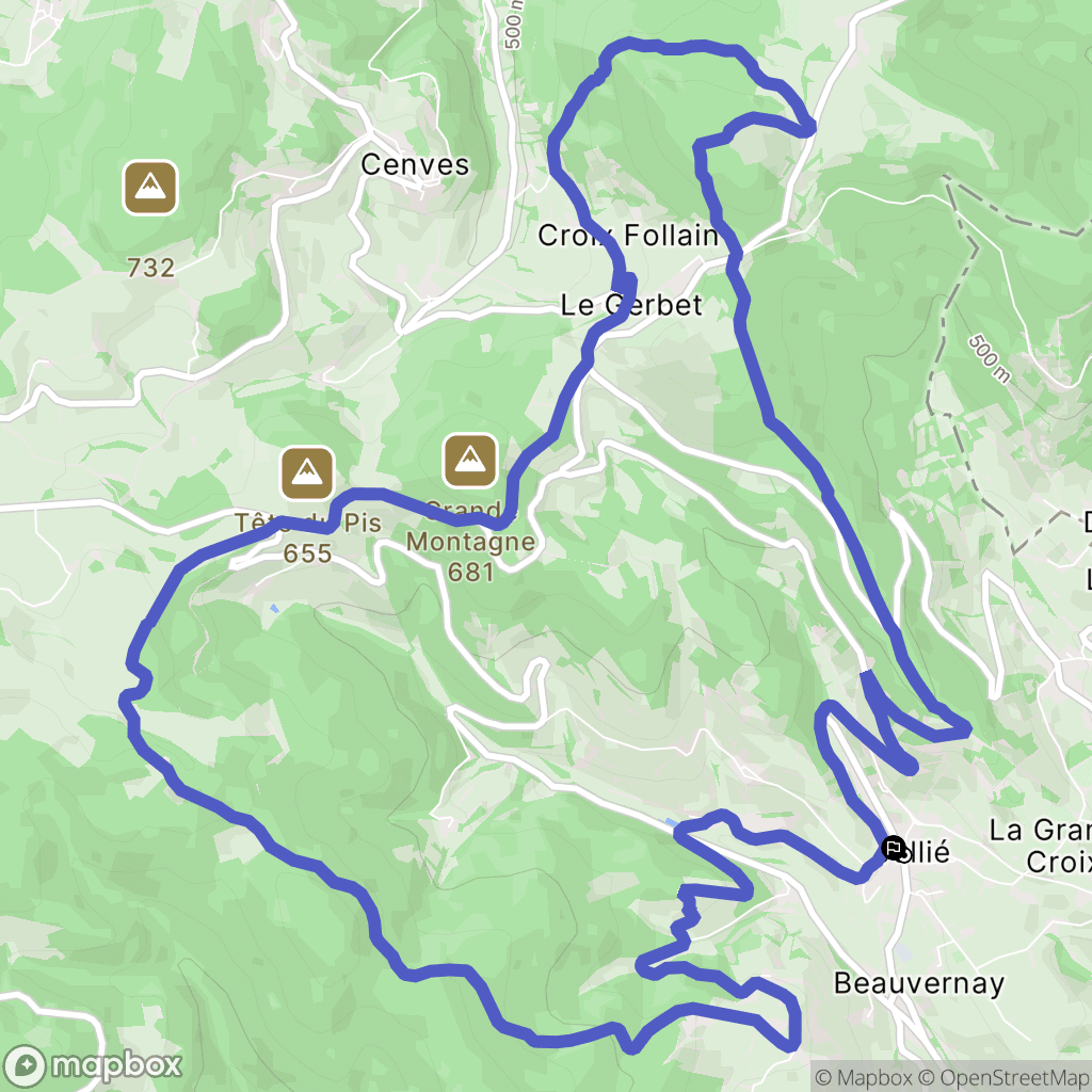 Jullié : carte du parcours de randonnée - France