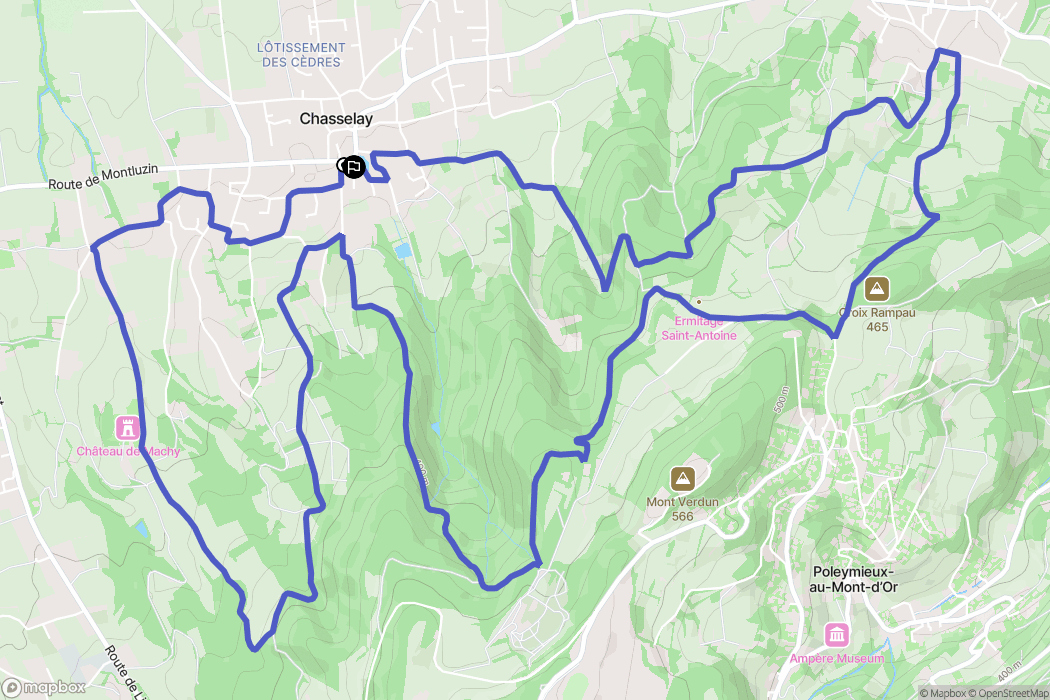 Chasselay : carte du parcours de randonnée - France