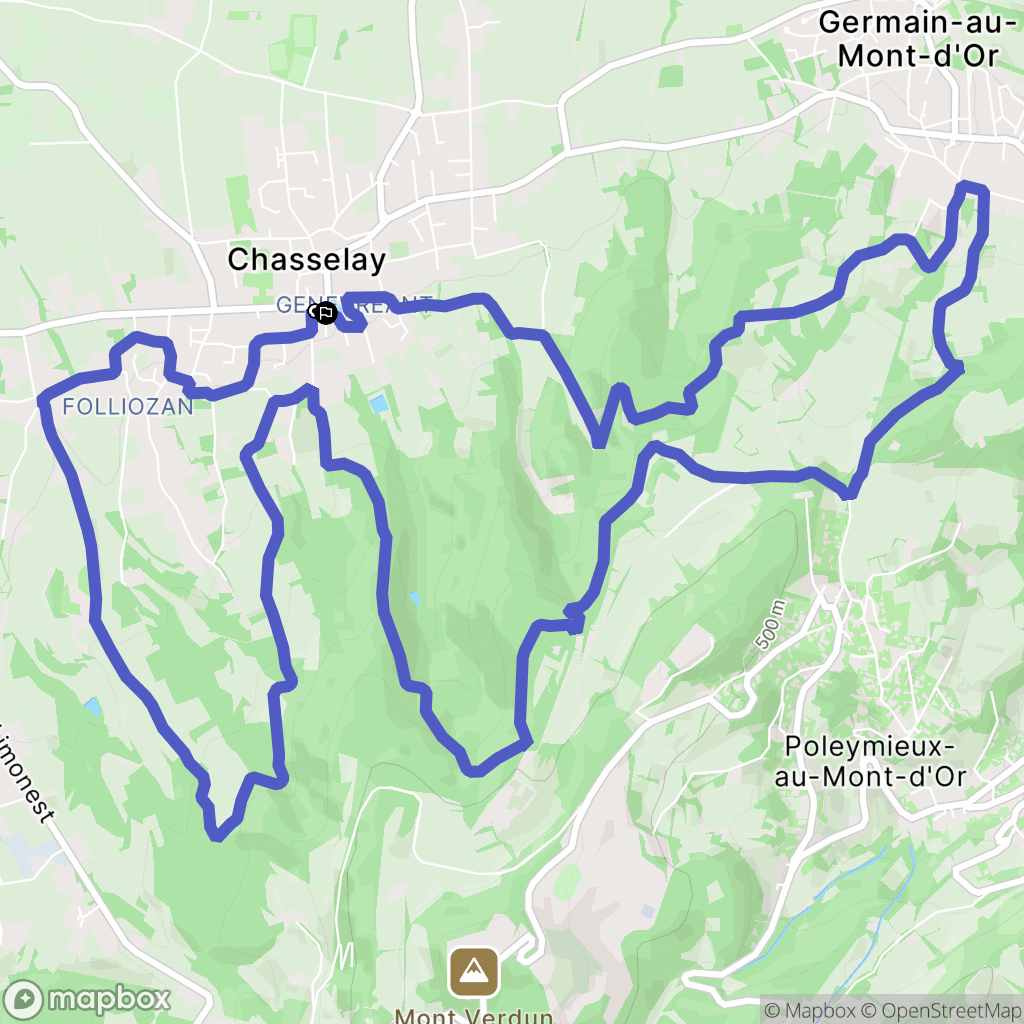 Chasselay : carte du parcours de randonnée - France