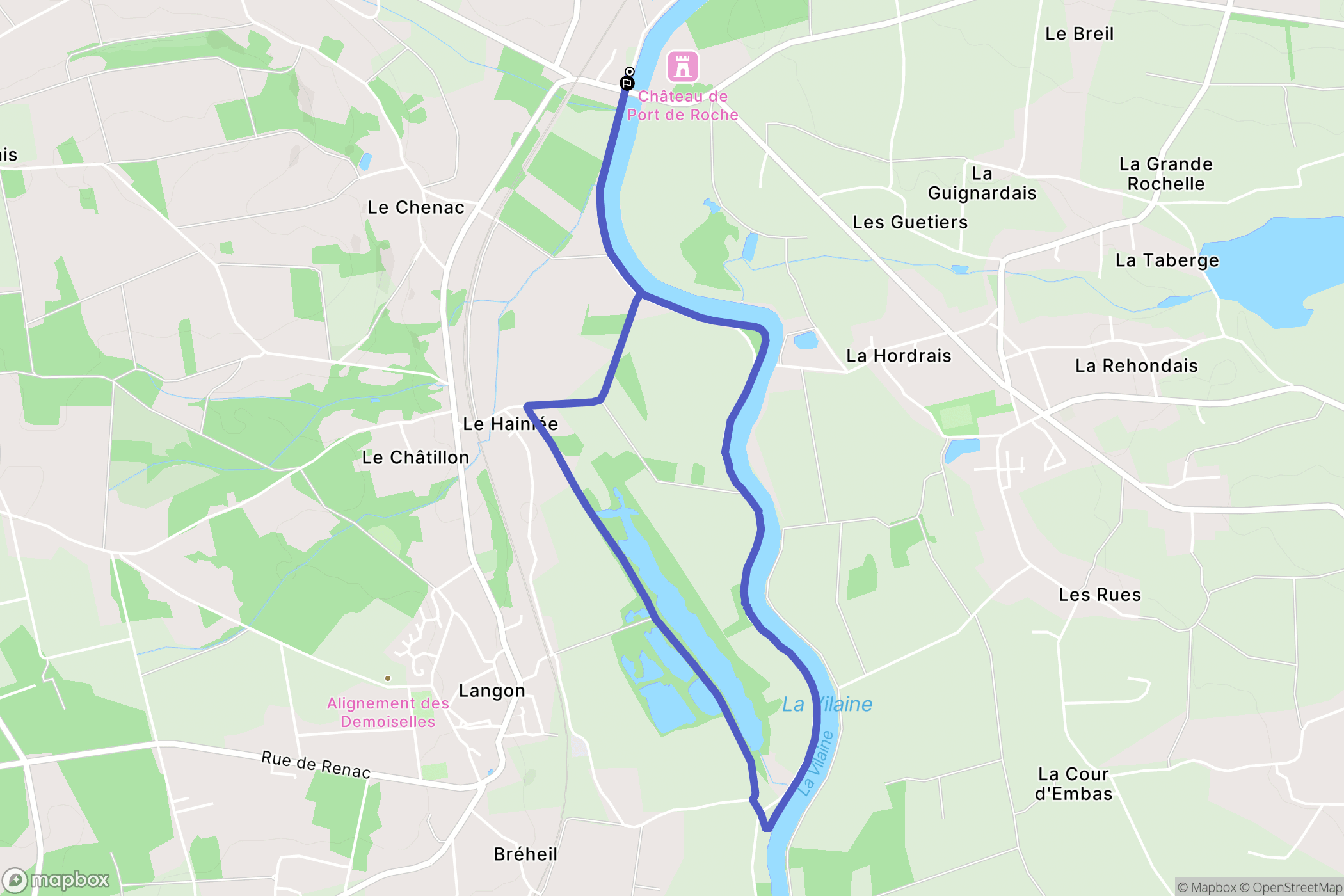 Langon : carte du parcours de randonnée - France