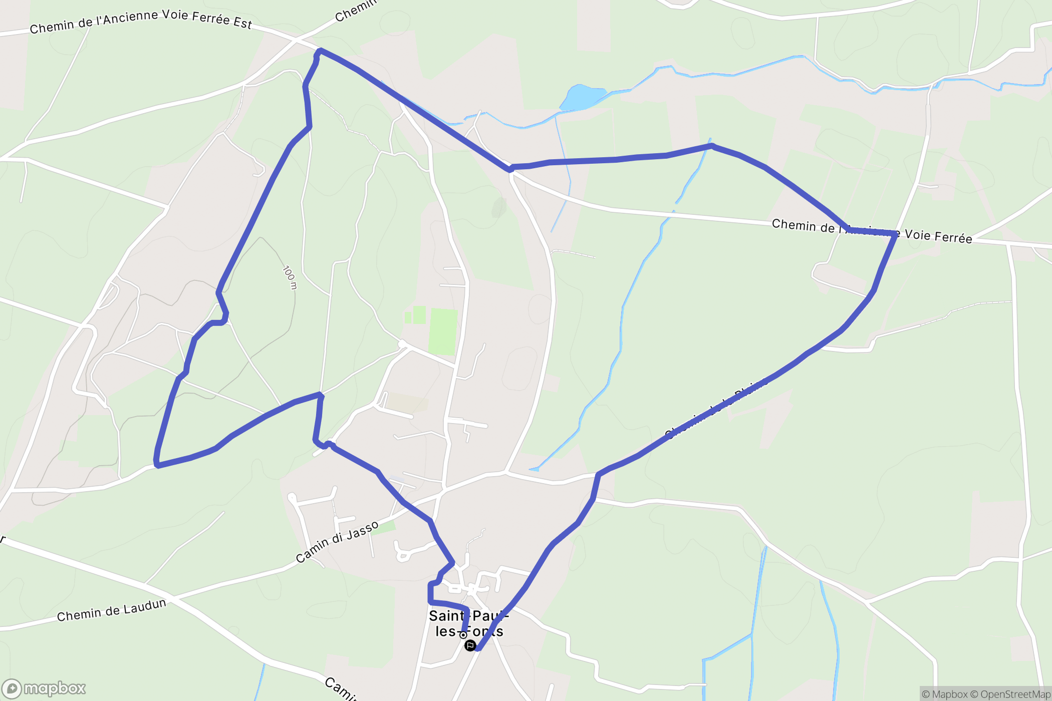 Saint-Paul-les-Fonts : carte du parcours de randonnée - France