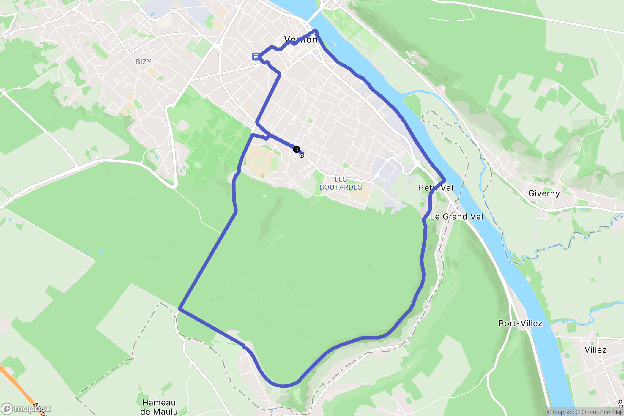 Vernon : carte du parcours de randonnée - France