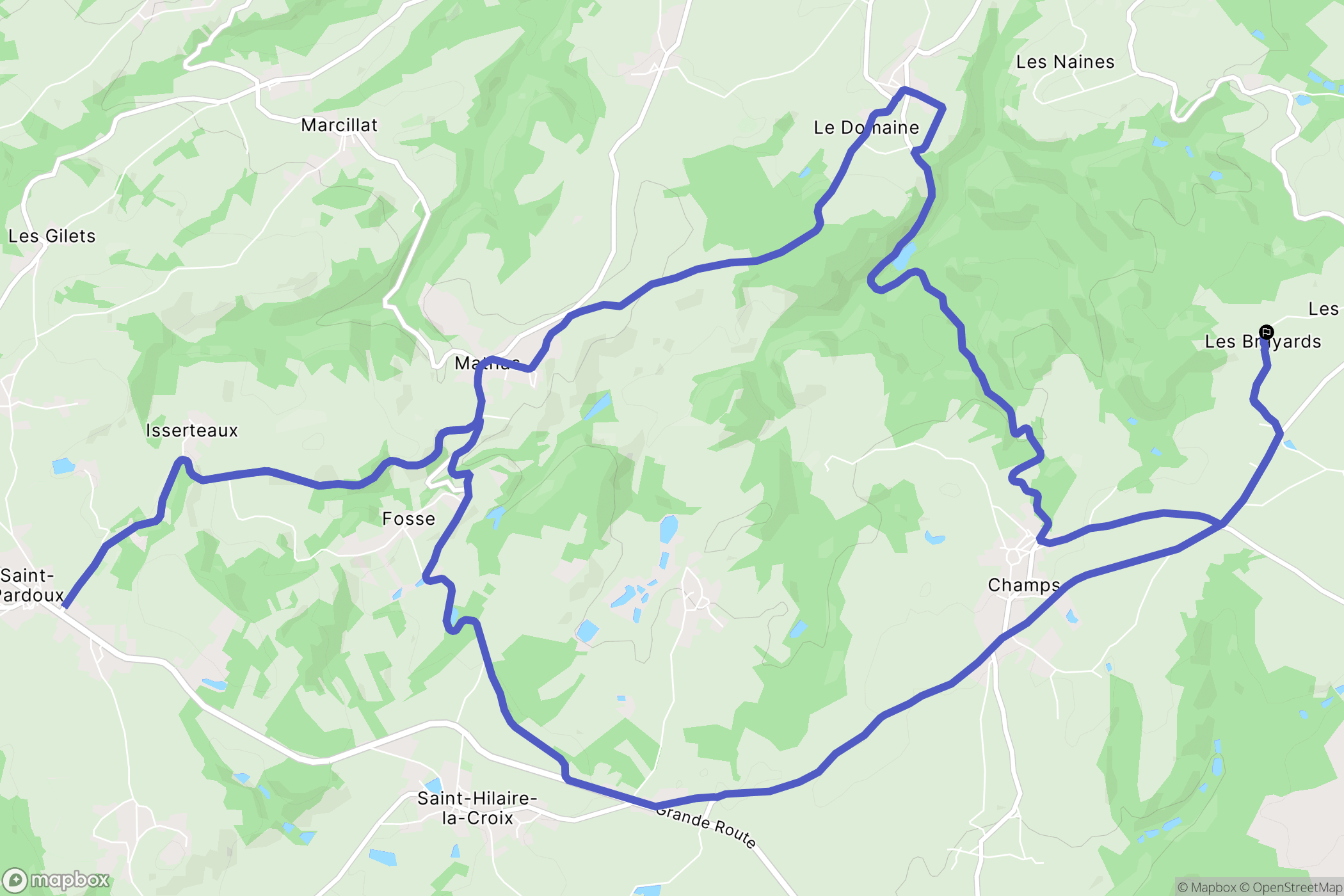 Champs : carte du parcours de randonnée - France