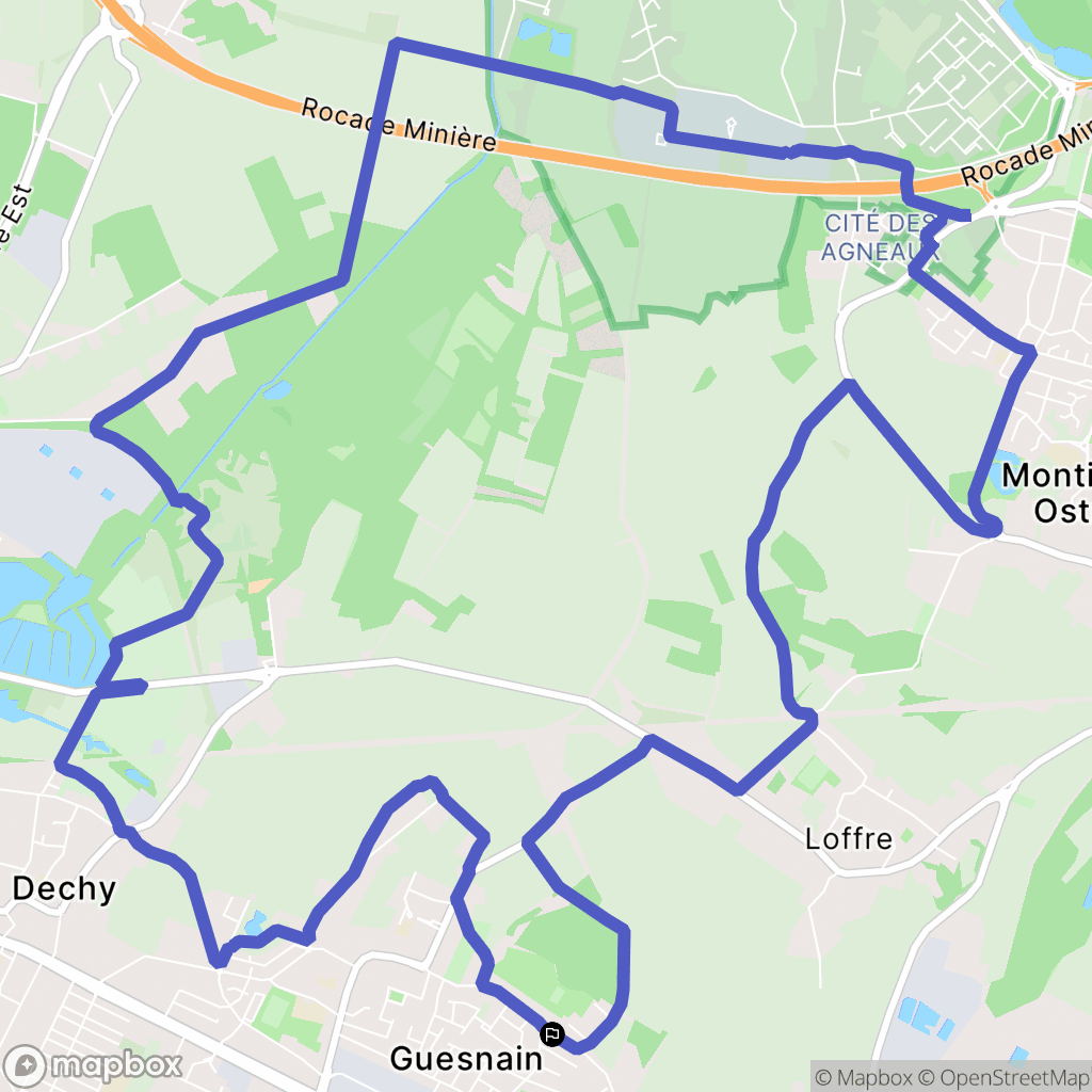 Guesnain : carte du parcours de randonnée - France