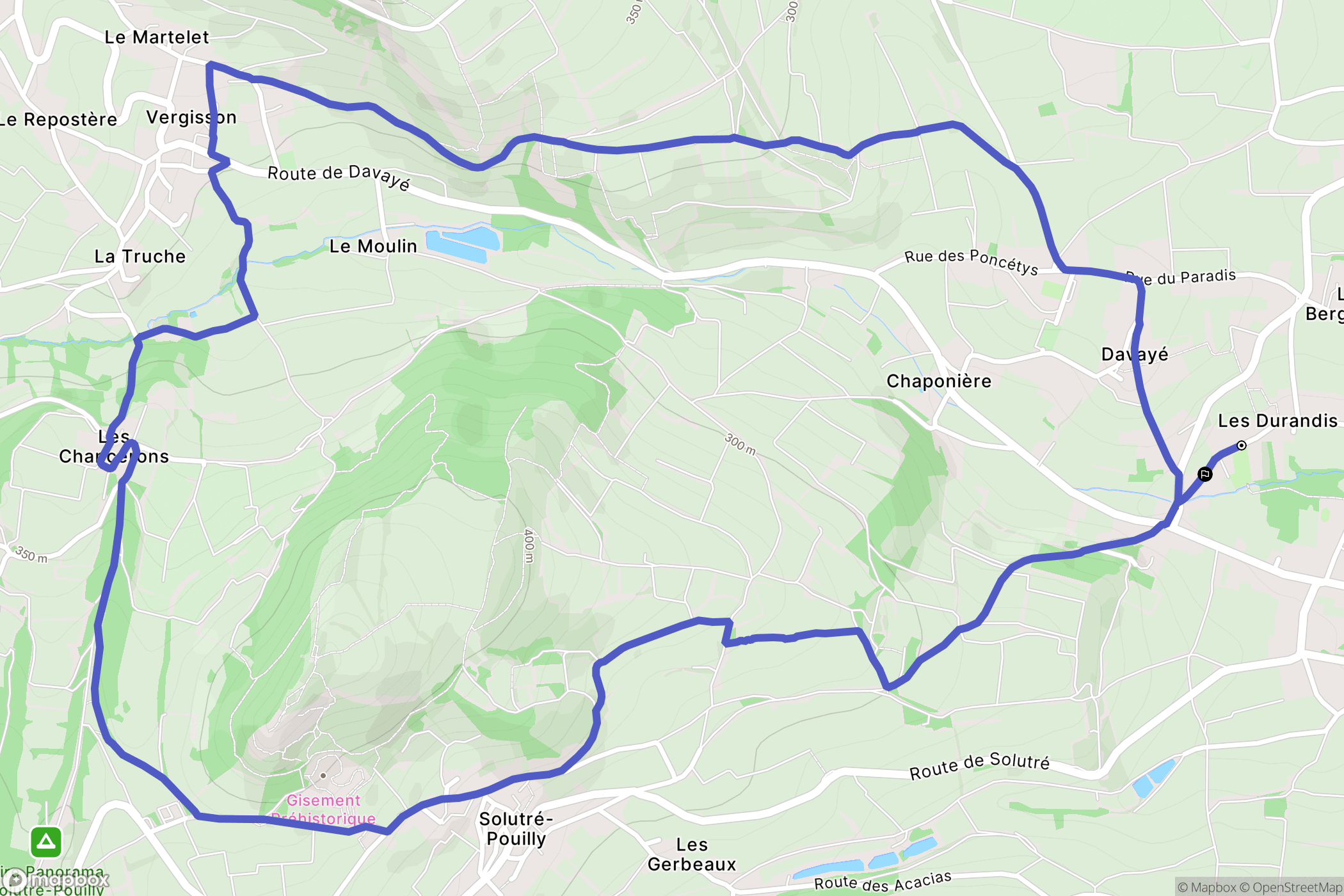 Davayé : carte du parcours de randonnée - France