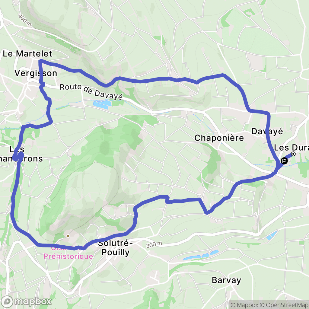 Davayé : carte du parcours de randonnée - France