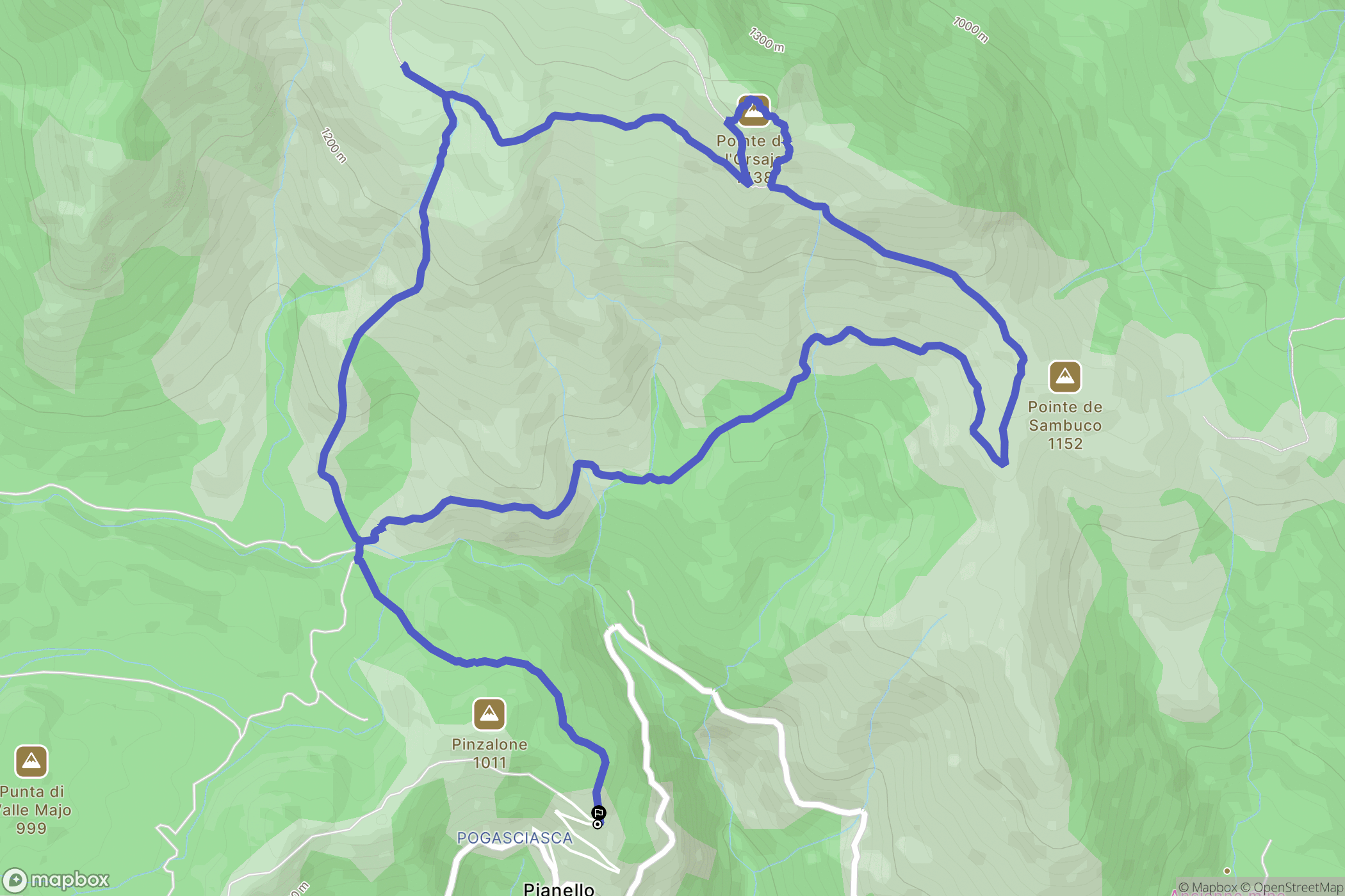 Pianello : carte du parcours de randonnée - France