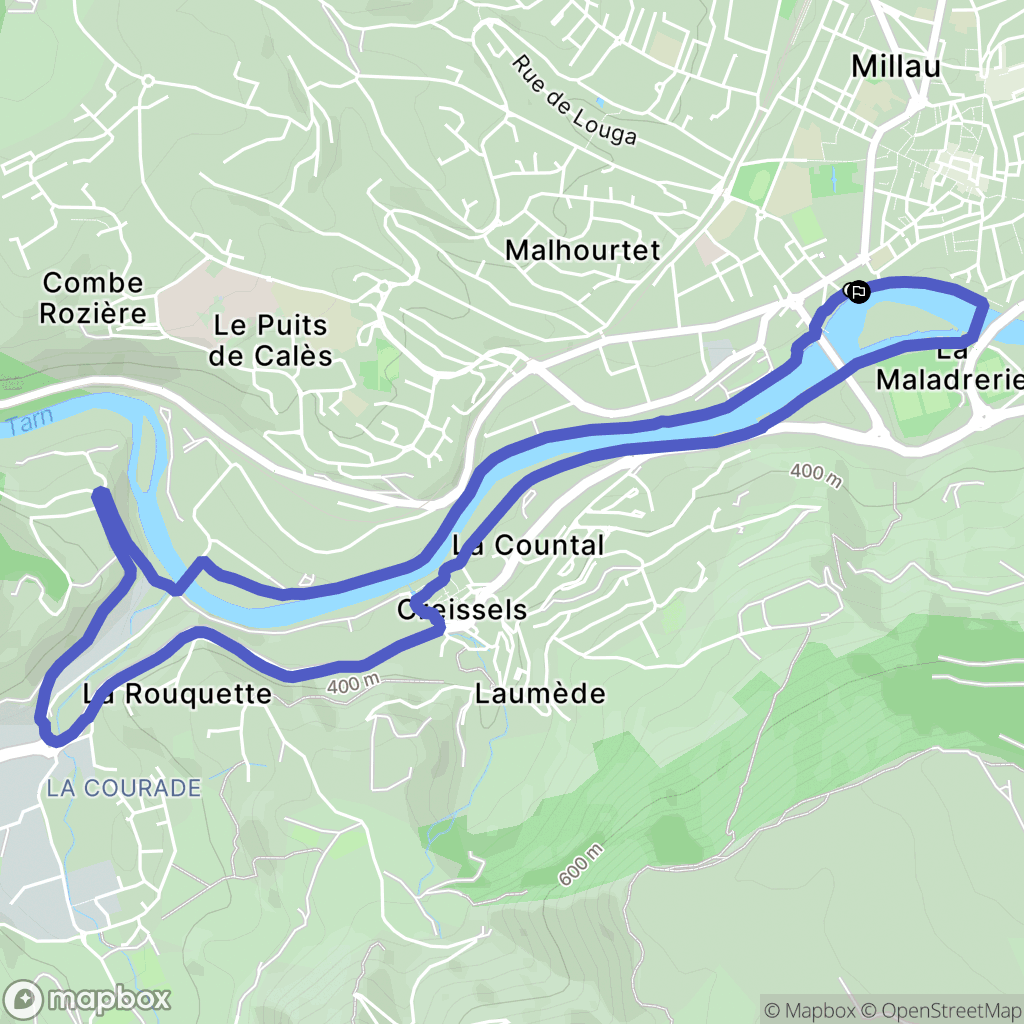 Millau : carte du parcours de randonnée - France