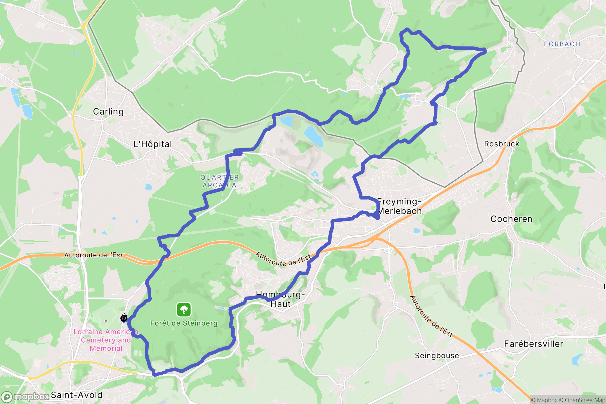 Saint-Avold : carte du parcours de randonnée - France