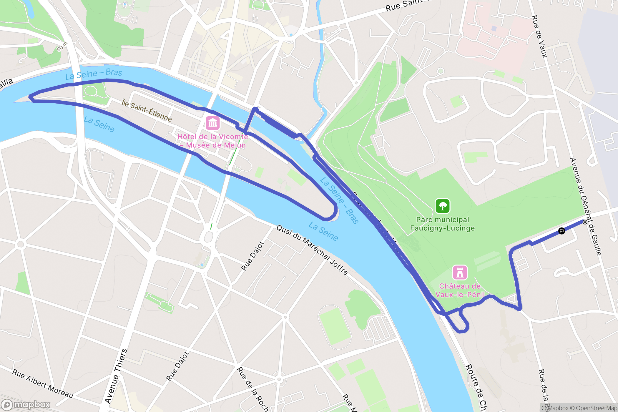 Vaux-le-Pénil : carte du parcours de randonnée - France