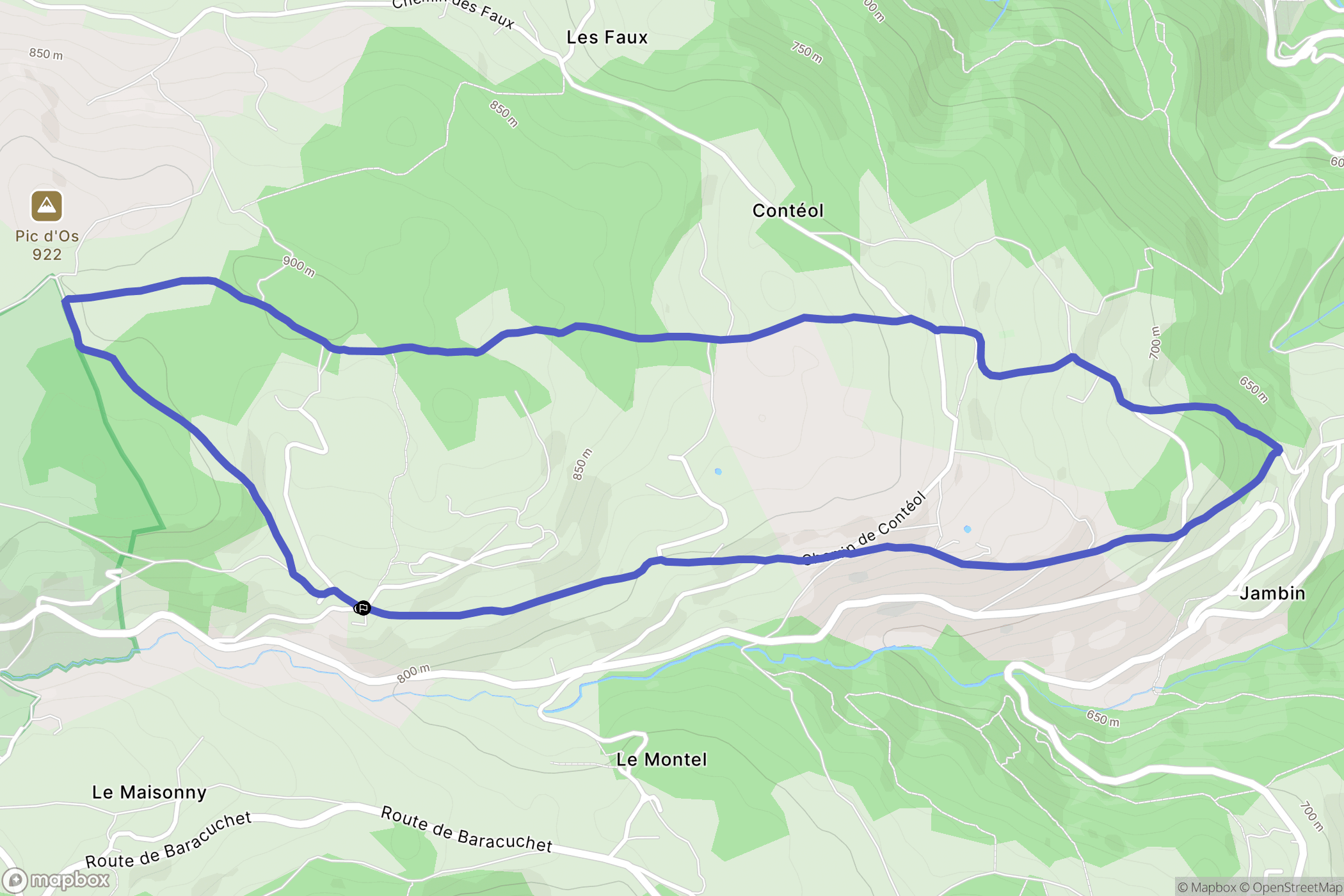 Bard : carte du parcours de randonnée - France