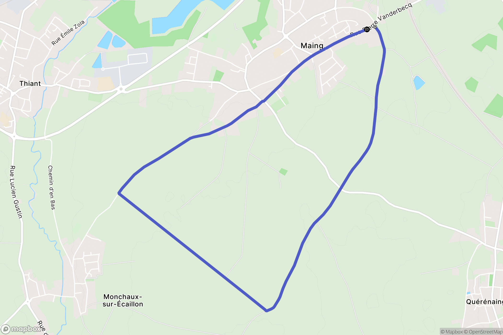 Maing : carte du parcours de randonnée - France