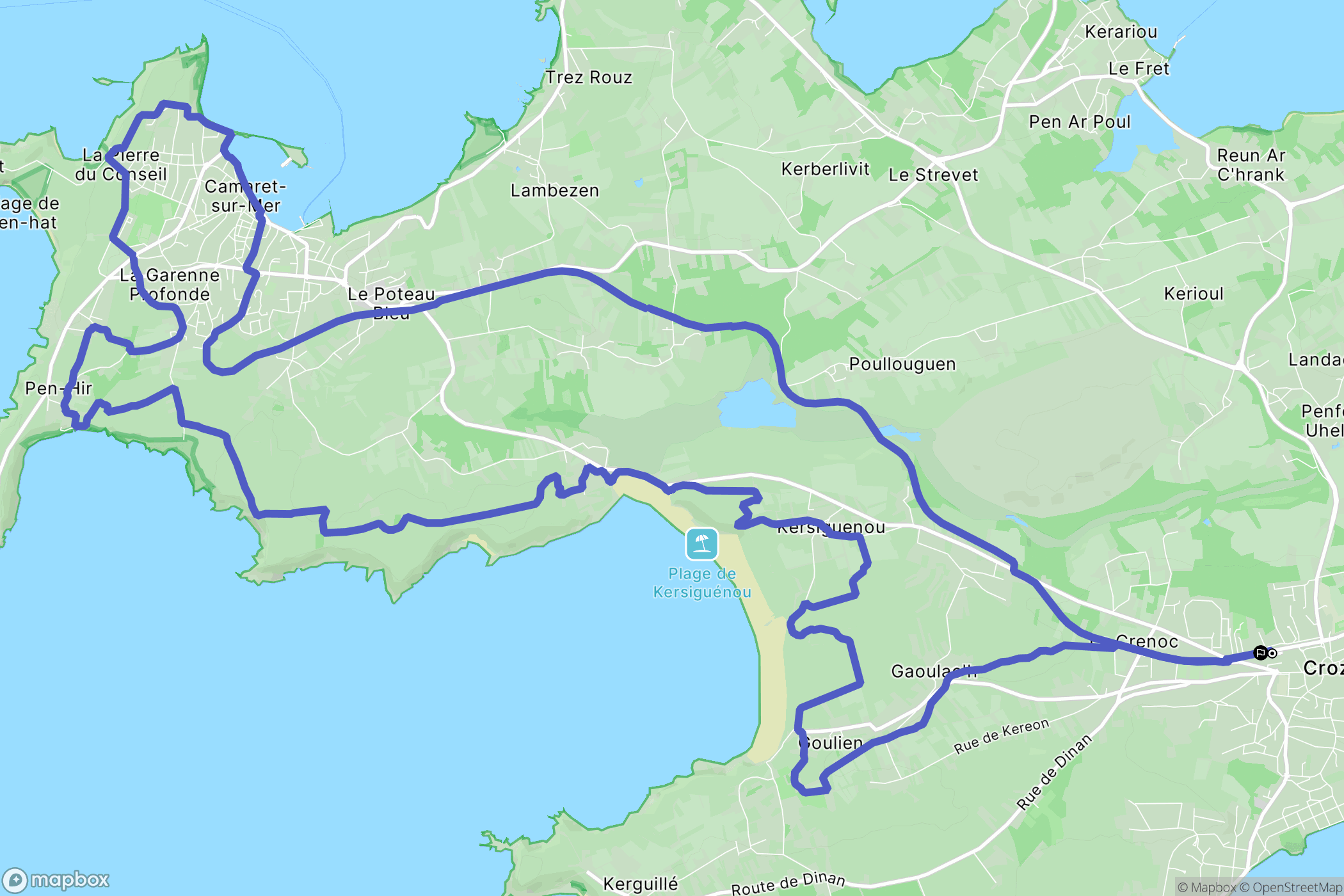 Crozon : carte du parcours de randonnée - France