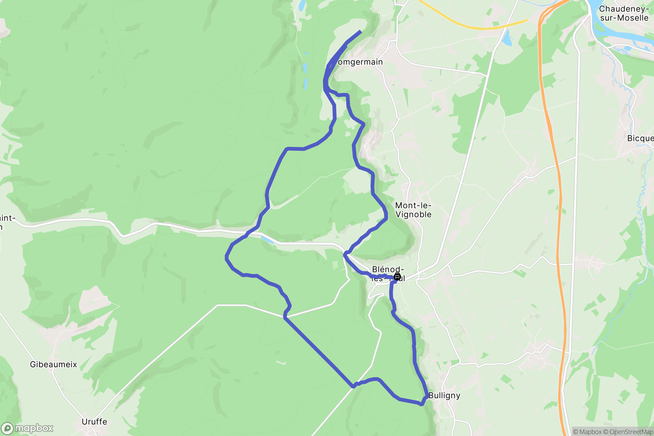 Blénod-lès-Toul : carte du parcours de randonnée - France