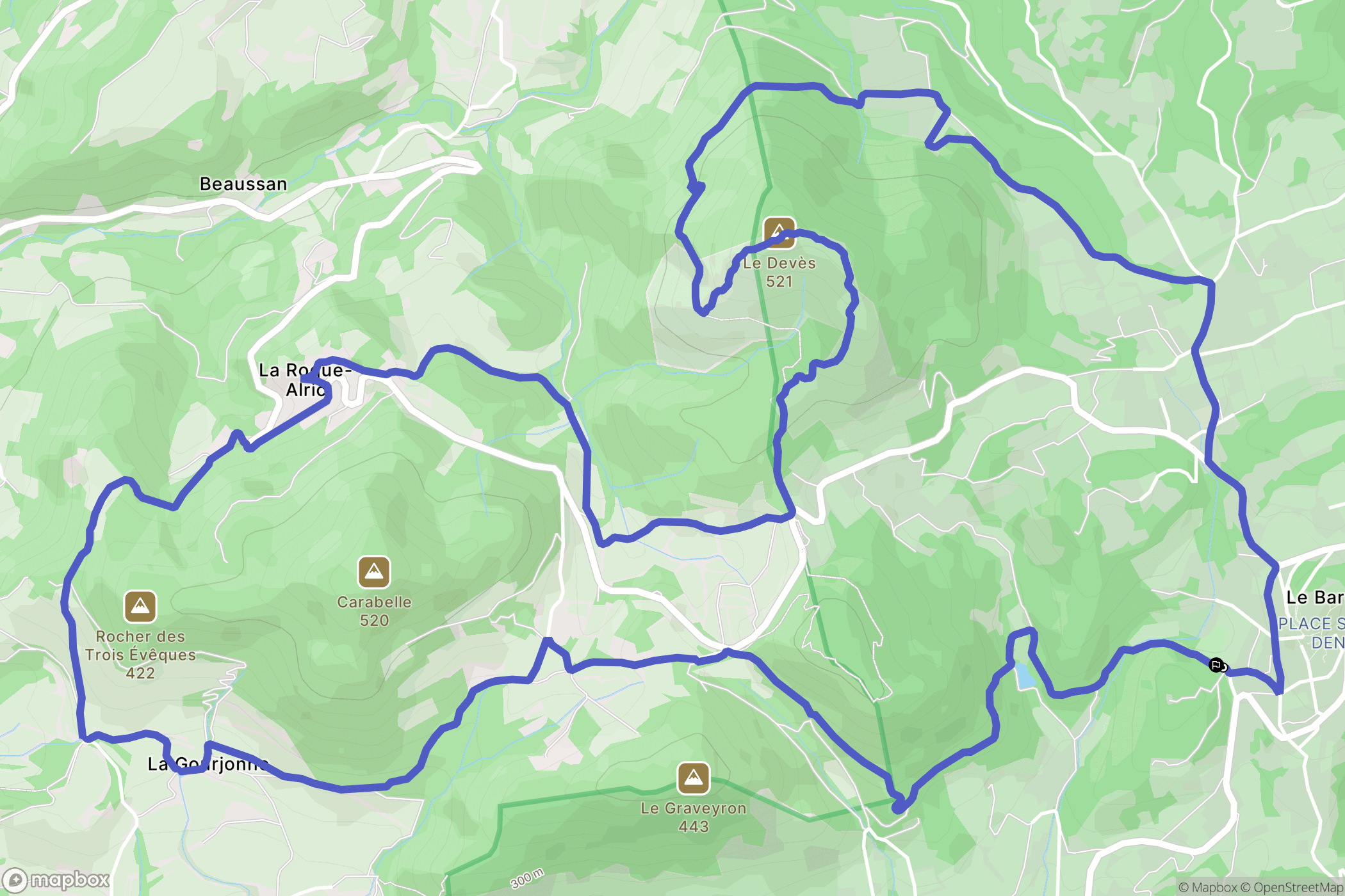 Le Barroux : carte du parcours de randonnée - France