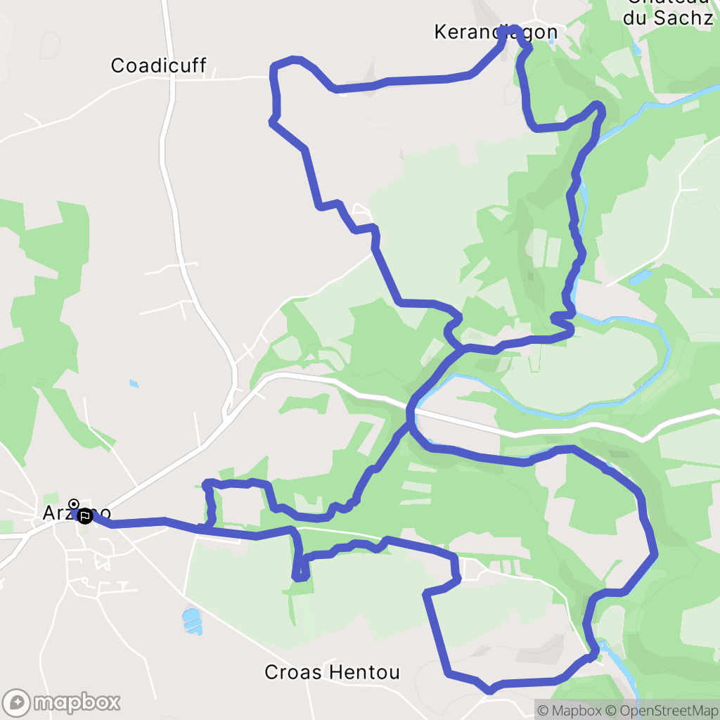 Arzano : carte du parcours de randonnée - France