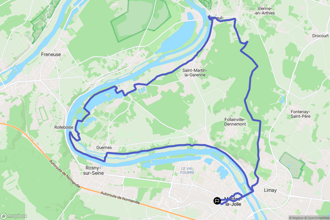 Mantes-la-Jolie : carte du parcours de randonnée - France
