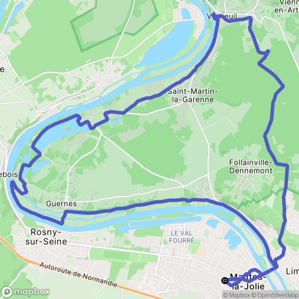 Mantes-la-Jolie : carte du parcours de randonnée - France
