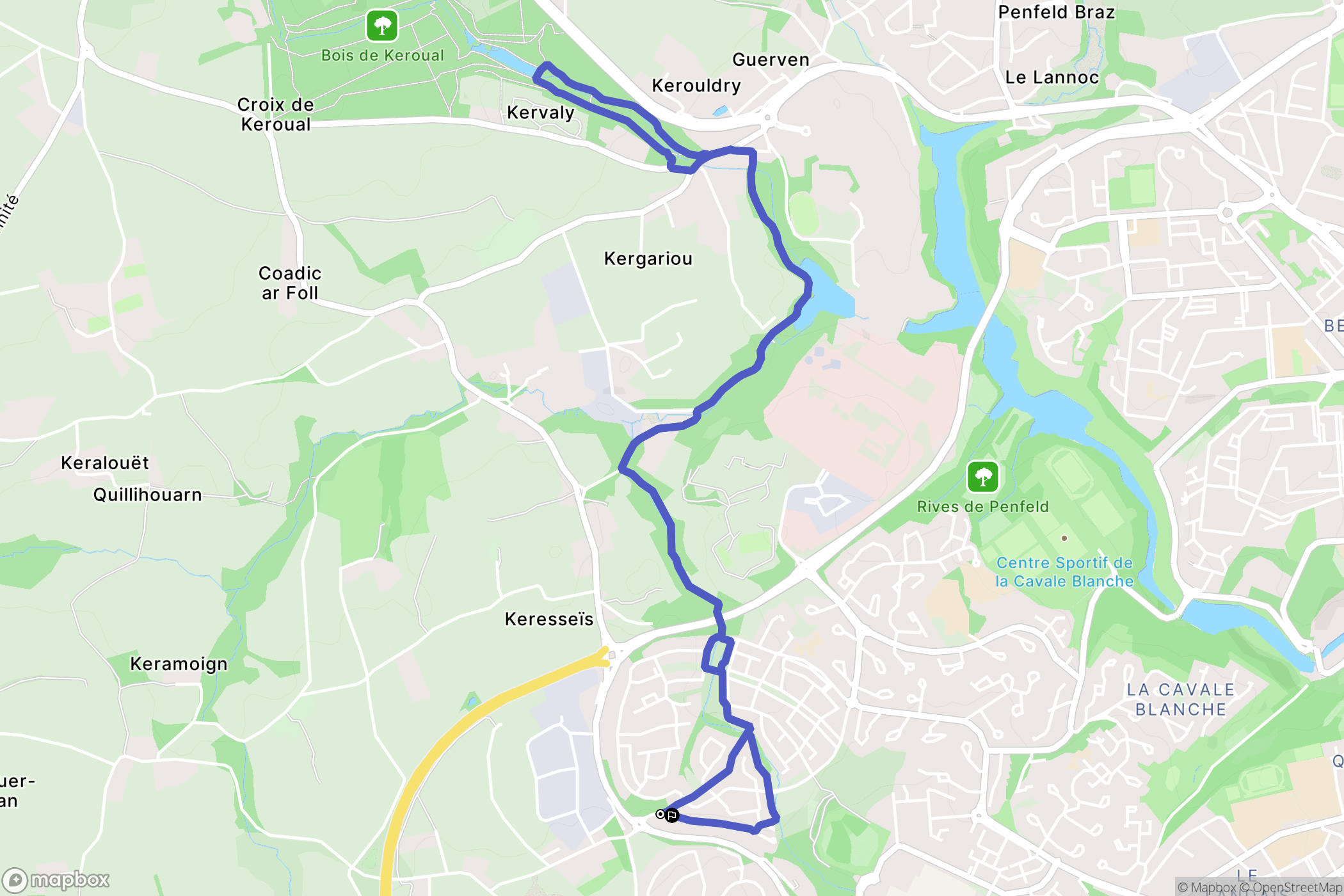 Brest : carte du parcours de randonnée - France