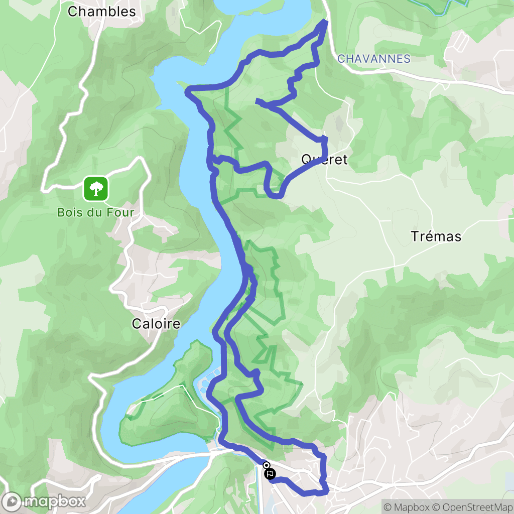 Unieux : carte du parcours de randonnée - France