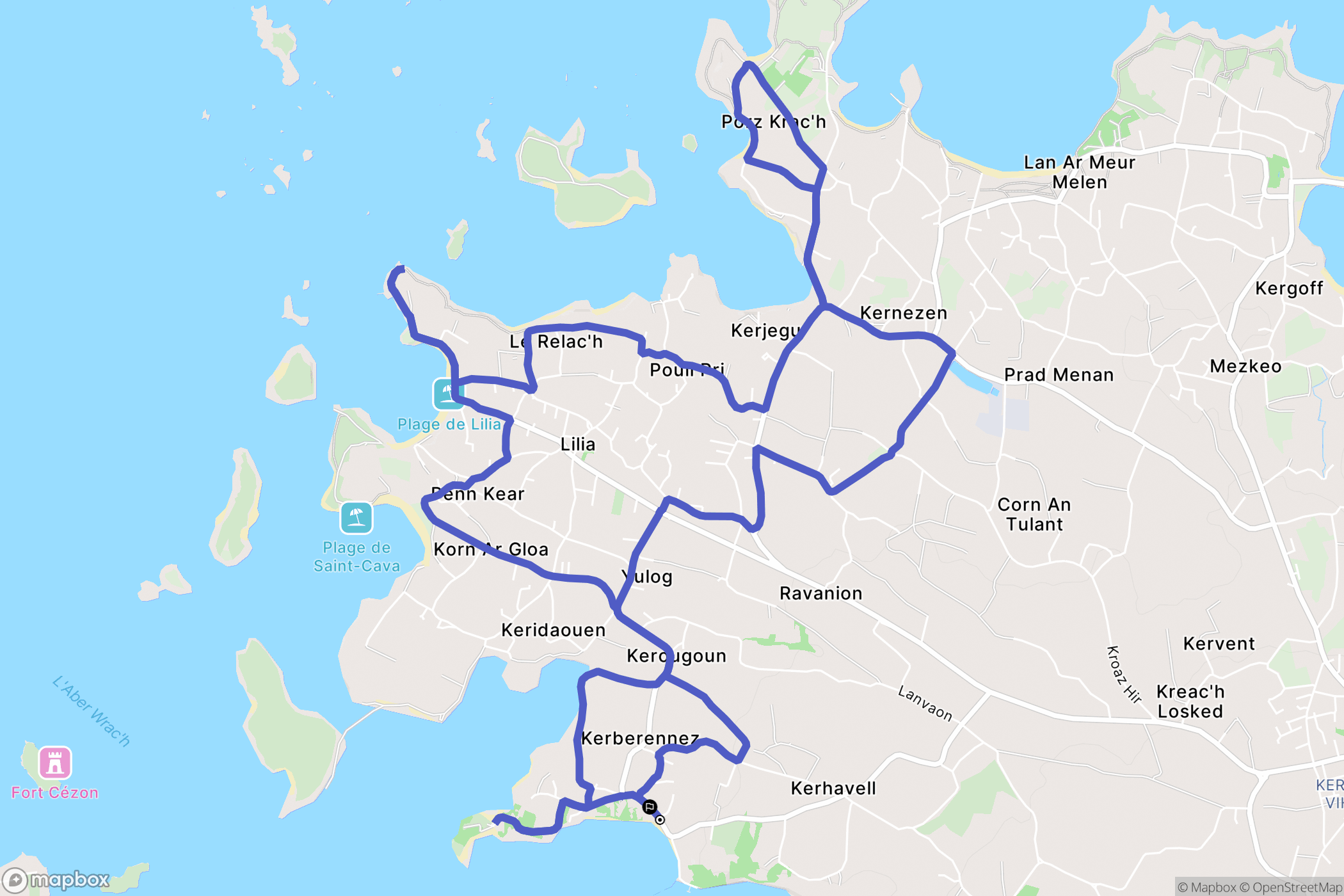Plouguerneau : carte du parcours de randonnée - France