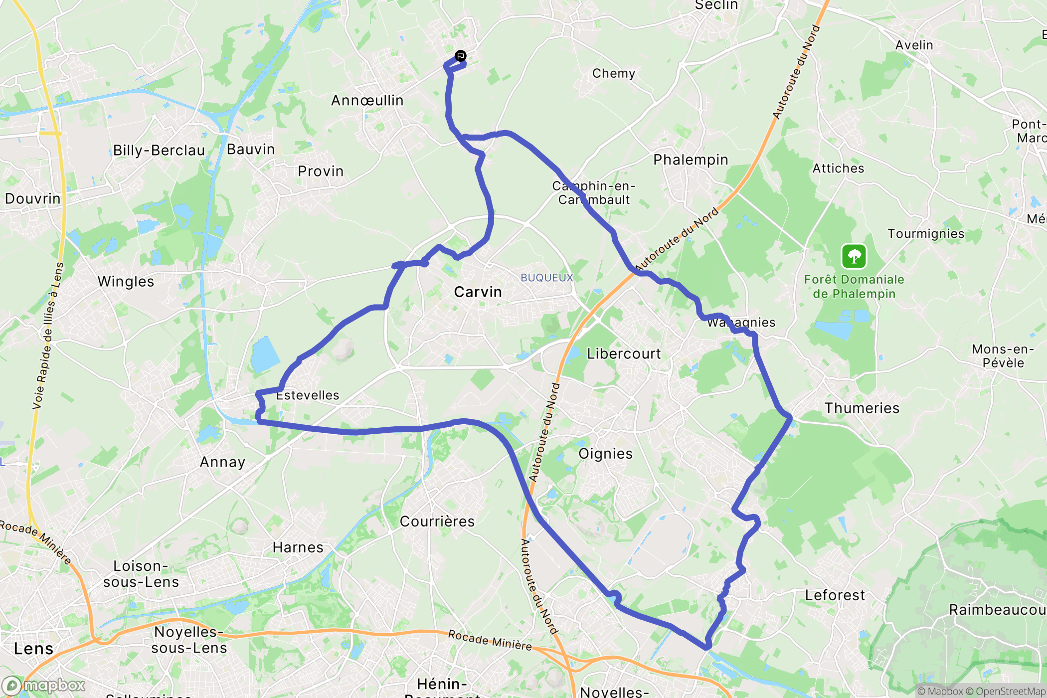 Allennes-les-Marais : carte du parcours de randonnée - France