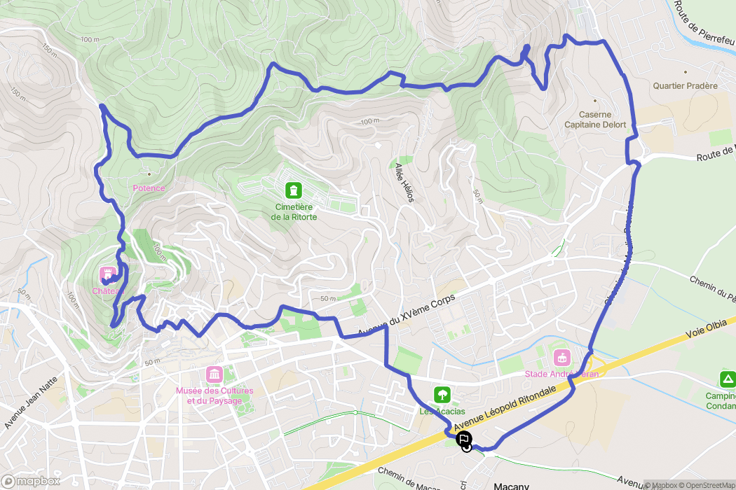 Hyères : carte du parcours de randonnée - France