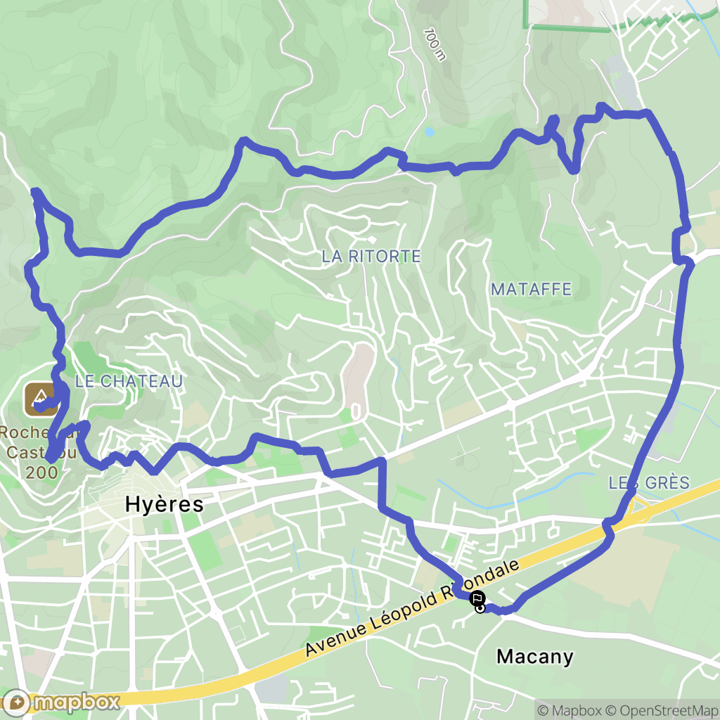 Hyères : carte du parcours de randonnée - France
