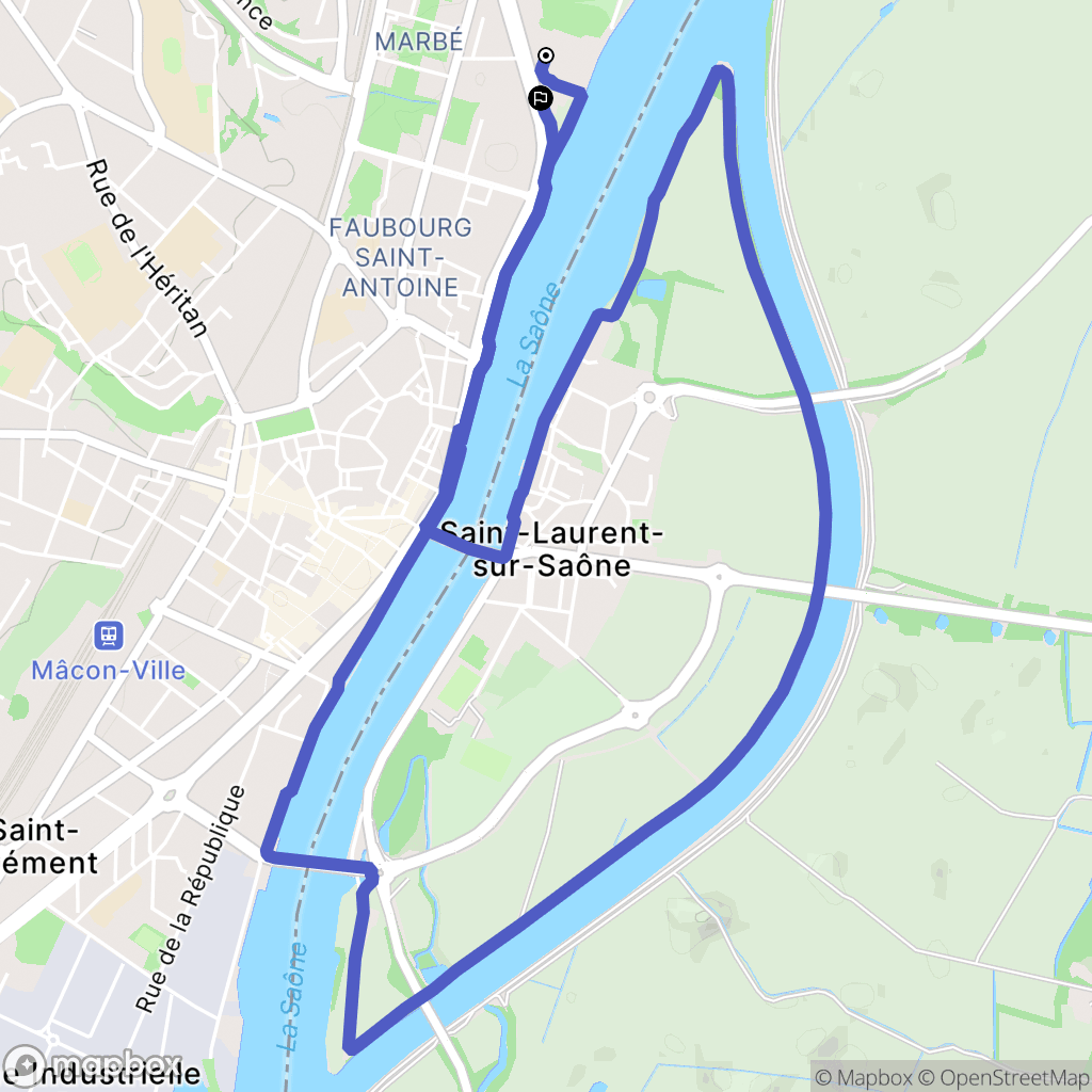 Mâcon : carte du parcours de randonnée - France