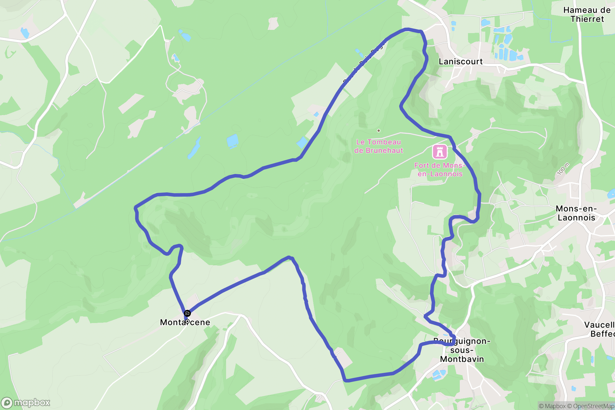Montbavin : carte du parcours de randonnée - France