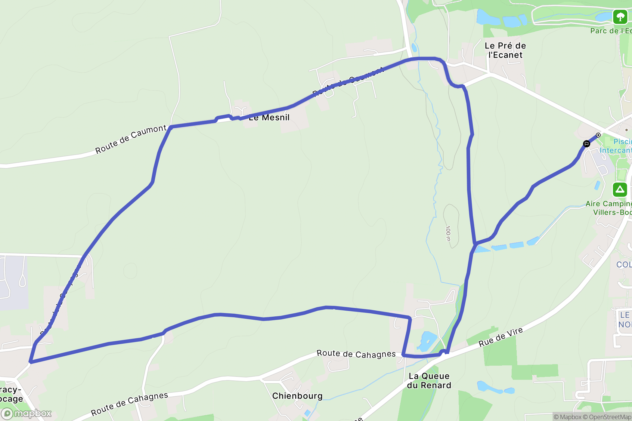 Villers-Bocage : carte du parcours de randonnée - France